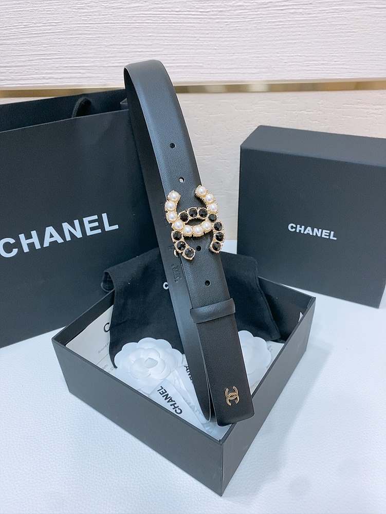 샤넬 CC 로고 레더 벨트