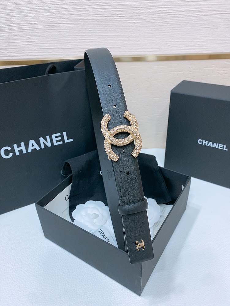 샤넬 CC 로고 레더 벨트