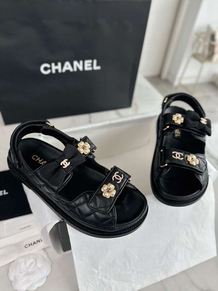샤넬 벨크로 리본 샌들