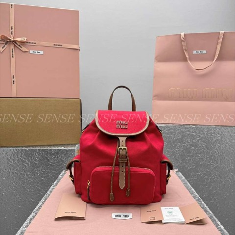 미우미우 캔버스 가죽 백팩 M