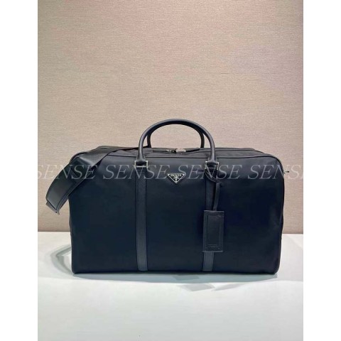 프라다 리나일론 및 사피아노 가죽 더플백
